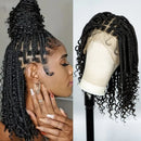 Knotless Box Braided Wigs with Curly Ends Lace Boho Braided Lace Wigs Lace Frontal Braids Wig for Women
