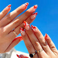 French Press on Fake Nails Full Cover Flowers Designs Almond Nail Tips Art Wearable Set