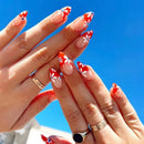 French Press on Fake Nails Full Cover Flowers Designs Almond Nail Tips Art Wearable Set