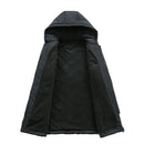 Black hooded jacket on a white background with 'Obroi' branding.