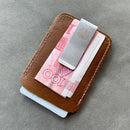 Genuine Leather Money Clip Wallet Card Holder Metal Men Slim Bills Cash Clips Clamp