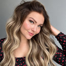 Dark Roots Blonde Brown Ombre Wavy Wig Lace Front Wig for Women