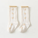 Spring Children Cotton Socks Knee High Girls Frilly Sock Flower Pattern Newborn Baby Floor Socks For Girls Kids Long Sock Cute