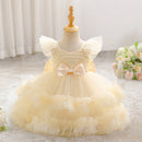 Toddler Bow Wedding Bridesmaids Party Baby Girl Dresses Girls Baptism Evening Costume