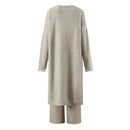 Beige long-sleeve top and pants set on a white background, Obroi