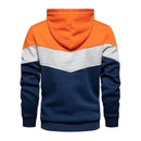 Mens Clothing Stylish Color Block Hooded Sweatshirt Jackets Coats Long Sleeve Fleece Lined Warm Pullover Tops Streetwear