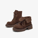 Ankle Boots Women Suede Lace up Platform Outdoor Short Booties Female