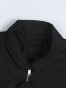 Loose Fit Black Zipper Casual Jacket Lapel Long Sleeve Women Coat Tide Spring Autumn