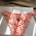 Pink lace underwear with watermelon design on a white surface, Obroi