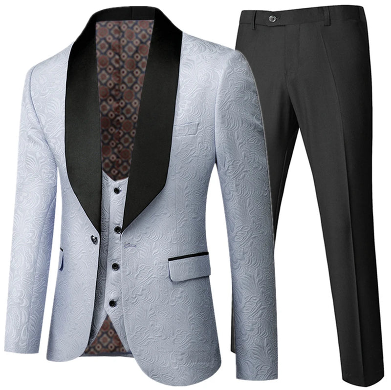 Banquet Feather Embossing Designer Blazer Jacket Pants Vest Men's Suit Coat Waistcoat Trouser