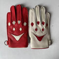 Men Leather Gloves Male Original Niche Retro Smile Winter Warm Fleece