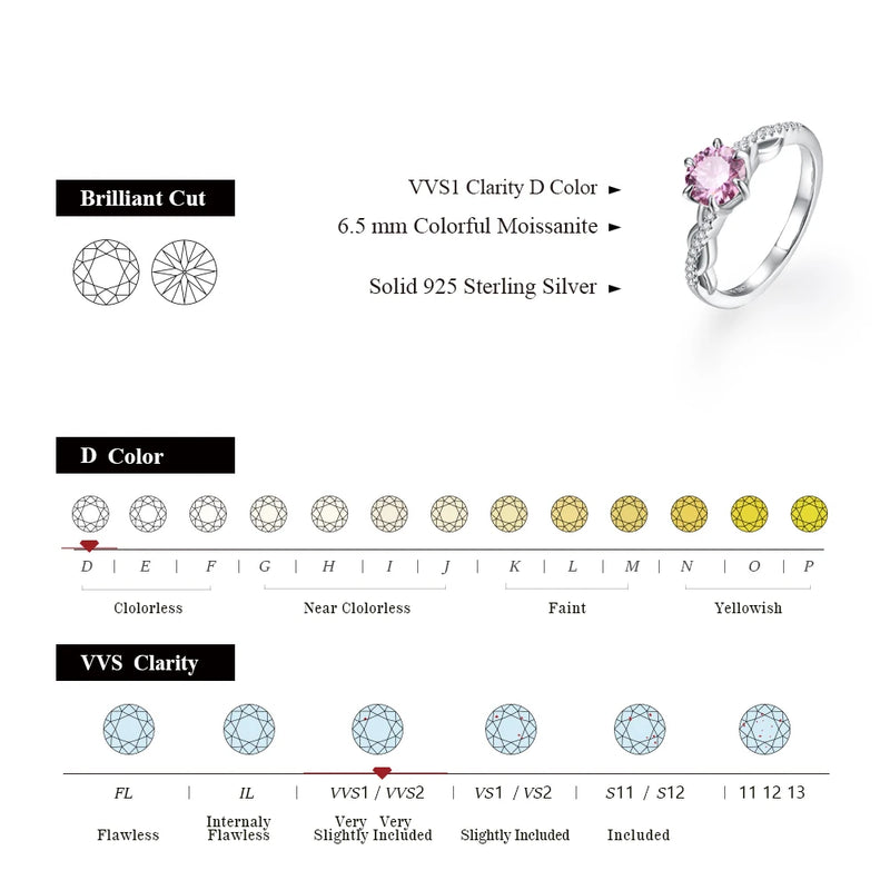 Pink Ring for Women Man Real Sterling Silver Engagement Anniversary Jewellery