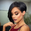 Short Layered Wig With Bangs Human Hair Pixie Wigs For Women Natural Realistic Tangle Free Daily Wear