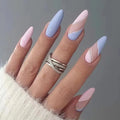 24Pcs/set French Oval Simple Manicure with Orange Irregular Edges Designs Acrylic Nails Flowers Vitality Nail Tips Art
