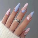 24Pcs/set French Oval Simple Manicure with Orange Irregular Edges Designs Acrylic Nails Flowers Vitality Nail Tips Art