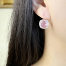 Pink Square Drop Earrings Cosmo New Europe Style Fine Jewelry For Women Romantic Gift In 925 Sterling Silver