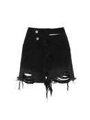 Women Goth Grunge Low Waist Hole Denim Shorts Punk Jean