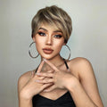 Wigs for women synthetic fiber short straight hair band bangs hair set high silk for daily use