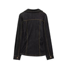 Women With Pockets Denim Single Breasted Jackets Lapel Neck Female Chic Lady Outfits