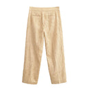Obroi Beige textured pants on a white background