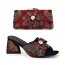 Design Ladies Shoes and Bag Set Decorated with Rhinestone Wedding Shoes Bride Peep Toe Low Black Heels