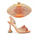 Italian Designer Shoes and Bags Matching Set Women Pumps High Heels Rhinestone Women Wedding Shoe Elegant