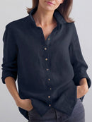 Autumn Women Work Shirt Cotton Turn-down Collar Long Sleeve Baggy Blouse Female Vintage Casual Vintage Tops