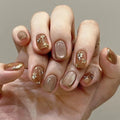 Glitter Butterfly Gold Edge White French Nail Art Shiny False Nail Detachable Finished Fake Nails Press on Nails