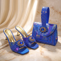 Olive Set Shoes and Handbag Set Sparkling Rhinestone Party Shoes and Bag