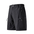 Black shorts with zippers and pockets on a white background, Obroi