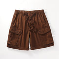 Summer Mens Cargo Shorts Loose Fit Casual  Cotton Shorts Elastic Waist Drawsting Pant