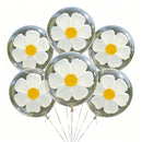 5/6PC Transparent Daisy Foil Balloons With Translucent Petals Yellow Stamens Forest Themed Weddings Fresh Birthday Parties