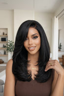 Side Part Layered Cut Light Straight 7x5 Lace Human Hair Wig Short Bob Wigs