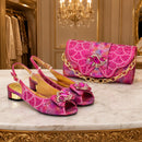 Women Italian Shoes and Bags Set with Rhinestone Shoe and Bag Set