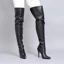 Black Open Over-the-Knee Boots Pointed Toe Stiletto Sexy Leather Boots Side Zipper Modern Boots Custom Multicolor Handmade Boots