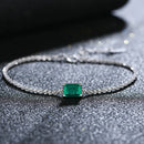 Sterling Silver Diamond Emerald Gemstone Bangle Charm Wedding Tennis Bracelet Fine Jewellery
