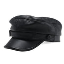 Black leather cap on a white background, Obroi