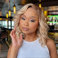 Brown Roots Blonde Wavy Human Hair Bob Wigs Frontal Body Wave Ombre Blonde Short Bob