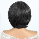 Black Pearl 8 Inch Grey Short Straight Bob Human Hair Wigs For Women Pixie Bob Wigs