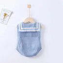 Spring Autumn Knit Rompers for Newborn Babies Unisex Kids Blue Navy Collar Sleeveless Knittes Bodysuits Children Jumpsuits