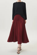 Women Pleated Loose  Design and Casual Versatile Elegant Female Half Skirt