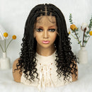 Knotless Box Braided Wigs with Curly Ends Lace Boho Braided Lace Wigs Lace Frontal Braids Wig for Women