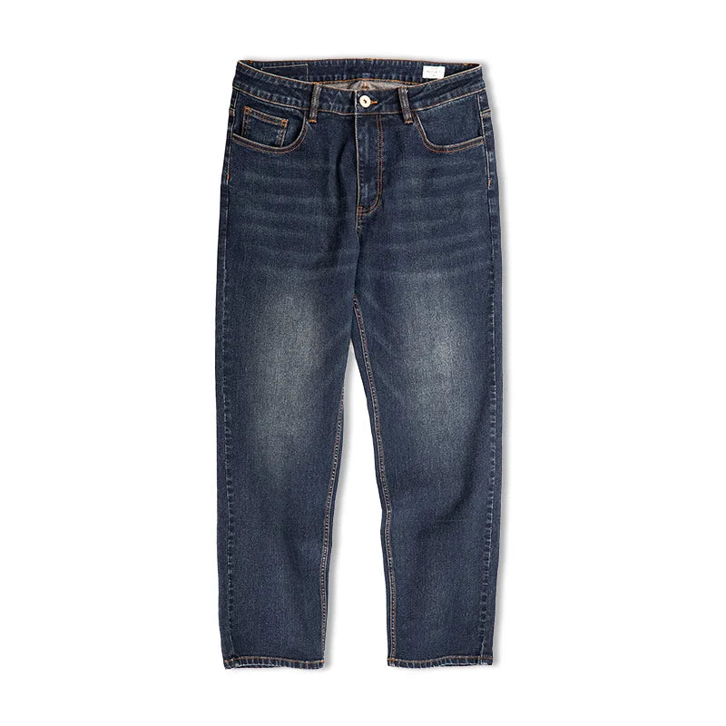 11.5oz Denim Washed Straight Jeans for Men Casual Pants