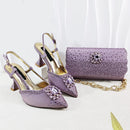 Satin Pumps Rhinestone For Bridal Luxury Matching High Heels and Bag Set