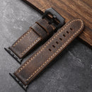 Vintage Style Titanium For Apple Watch  Leather Strap Thickened Soft Men's Bracelet