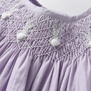 Baby Smocked Rompers for Infant Girls Vintage Smocking Purple Jumpsuit Toddler Princess Birthday Sister Matching Outfits Clothes