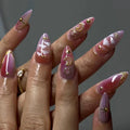 24Pcs Aurora Cloud Pattern False Nails Gradient Full Cover Almond Head Press on Nails