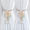 2Pcs Elegant Pearl Flower Curtains Lacing Adjustable Tie Back Garden Bohemia Curtain Accessories