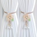 2Pcs Elegant Pearl Flower Curtains Lacing Adjustable Tie Back Garden Bohemia Curtain Accessories