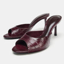 Luxury Thin High  Women Textured Top Design Slide Sandal for Ladies Peep Toe Elegant Designer Heels